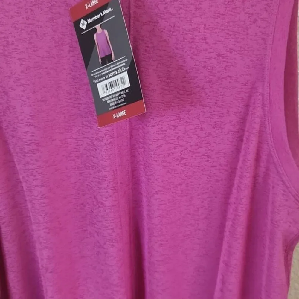 Members‎ Mark Work It Out Womens Anti-odor Pink Soft Rib Tank Top